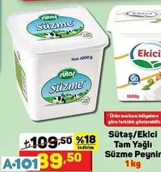 SÜTAŞ EKİCİ TAM YAĞLI SÜZME PEYNİR
